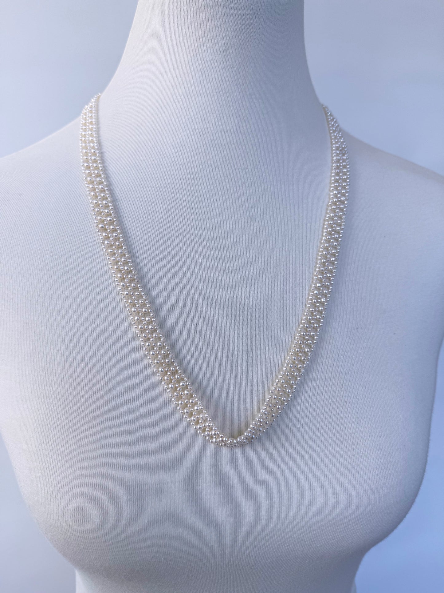 Bridal Pearl Sautoir with Diamonds & Solid 14k Yellow Gold
