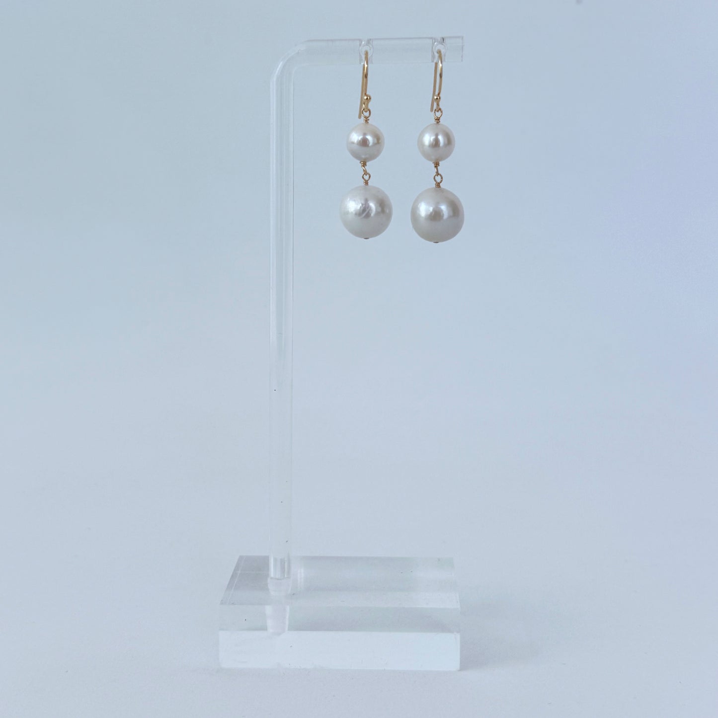 Pearl Drop Earrings with Solid 14k Yellow Gold