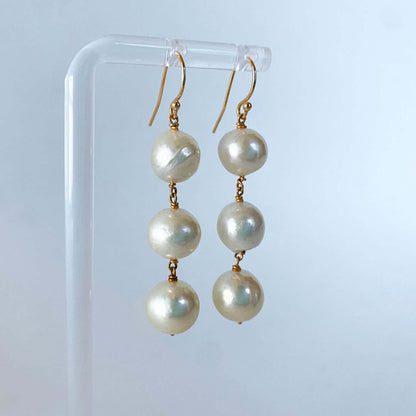 Pearl & Solid 14k Yellow Gold Earrings