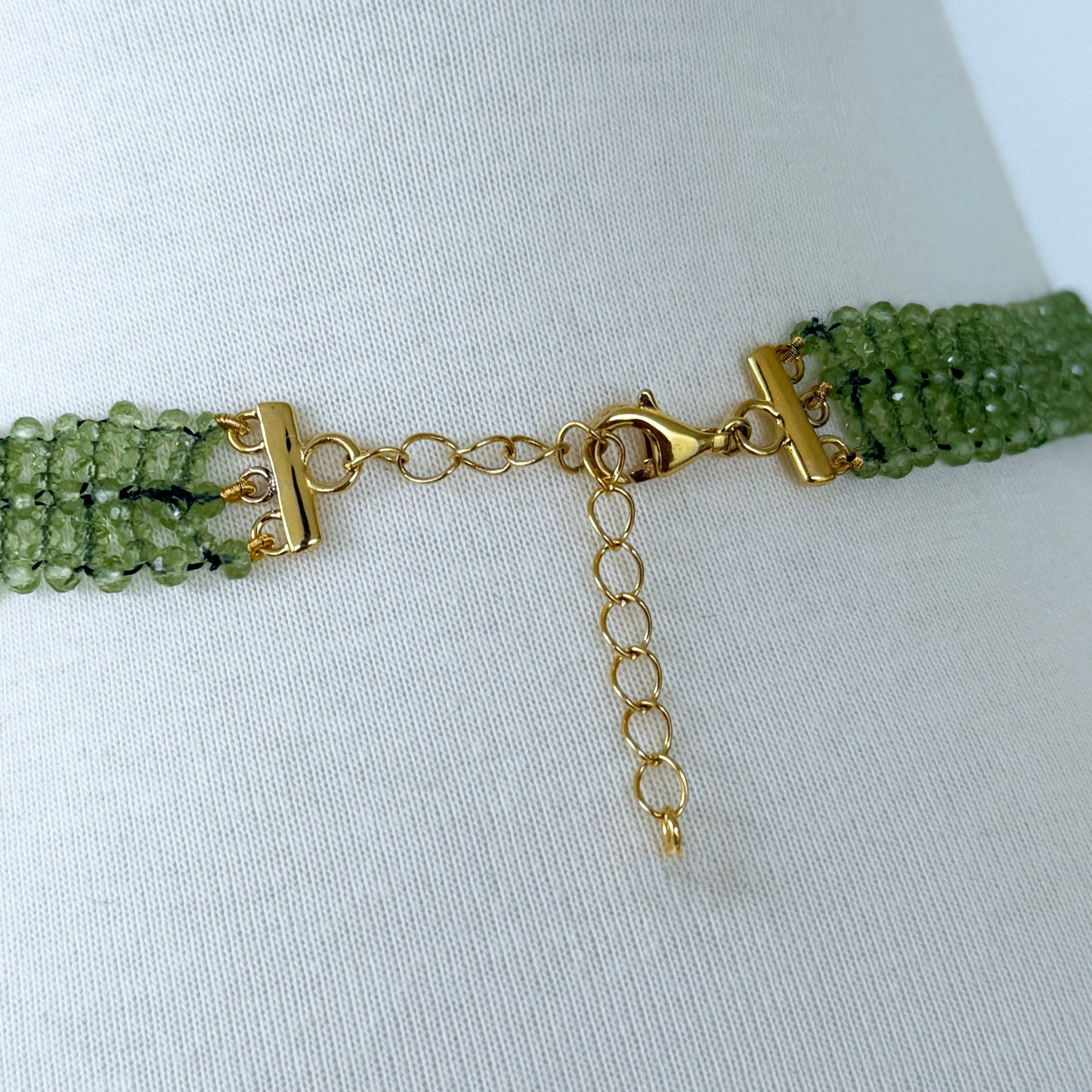 Peridot, Mosaic & 18k Gold Plated Woven Necklace