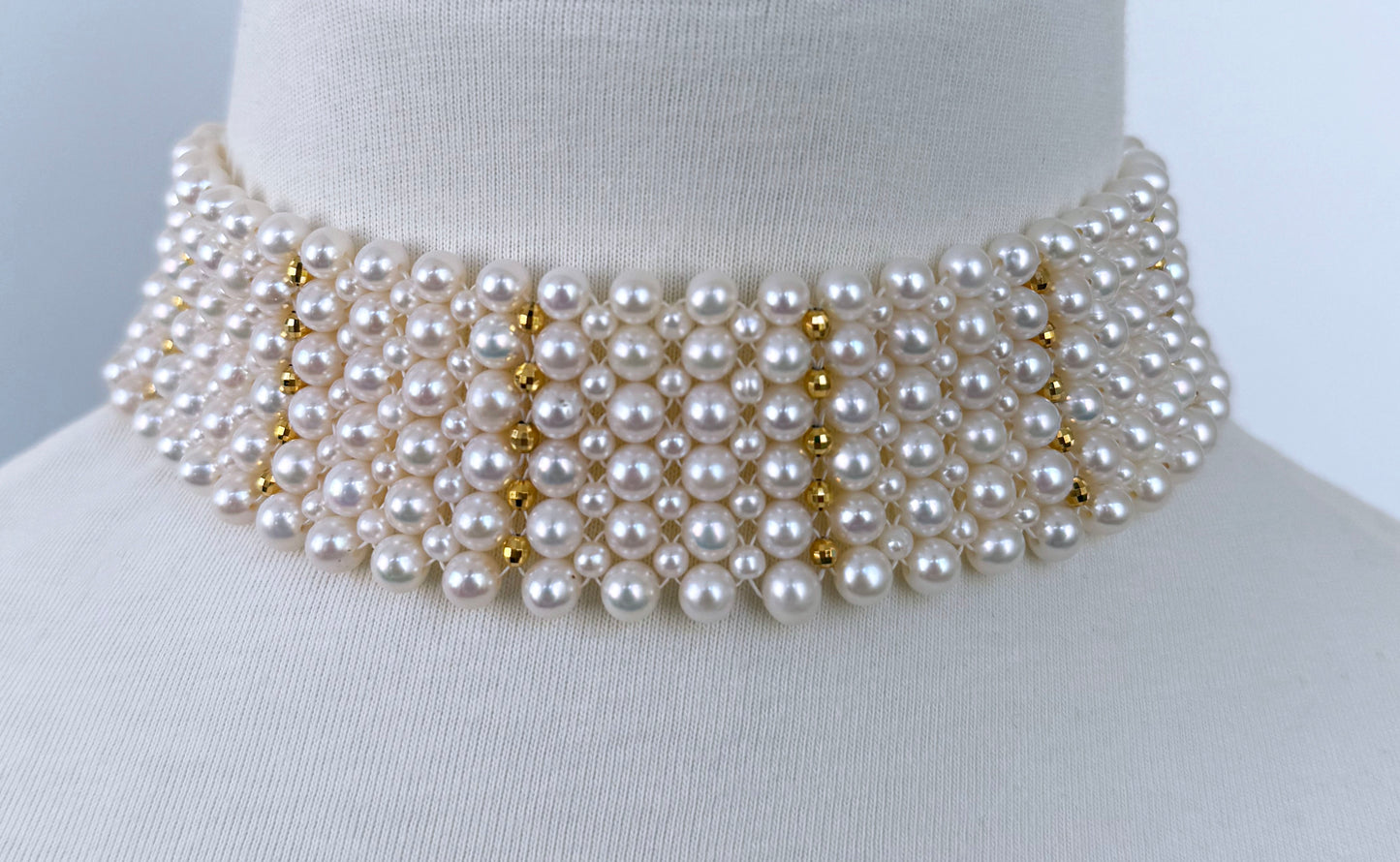 Pearl Choker with Adjustable Clasp & 18k Gold Plated Findings