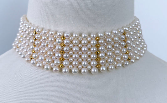 Pearl Choker with Adjustable Clasp & 18k Gold Plated Findings