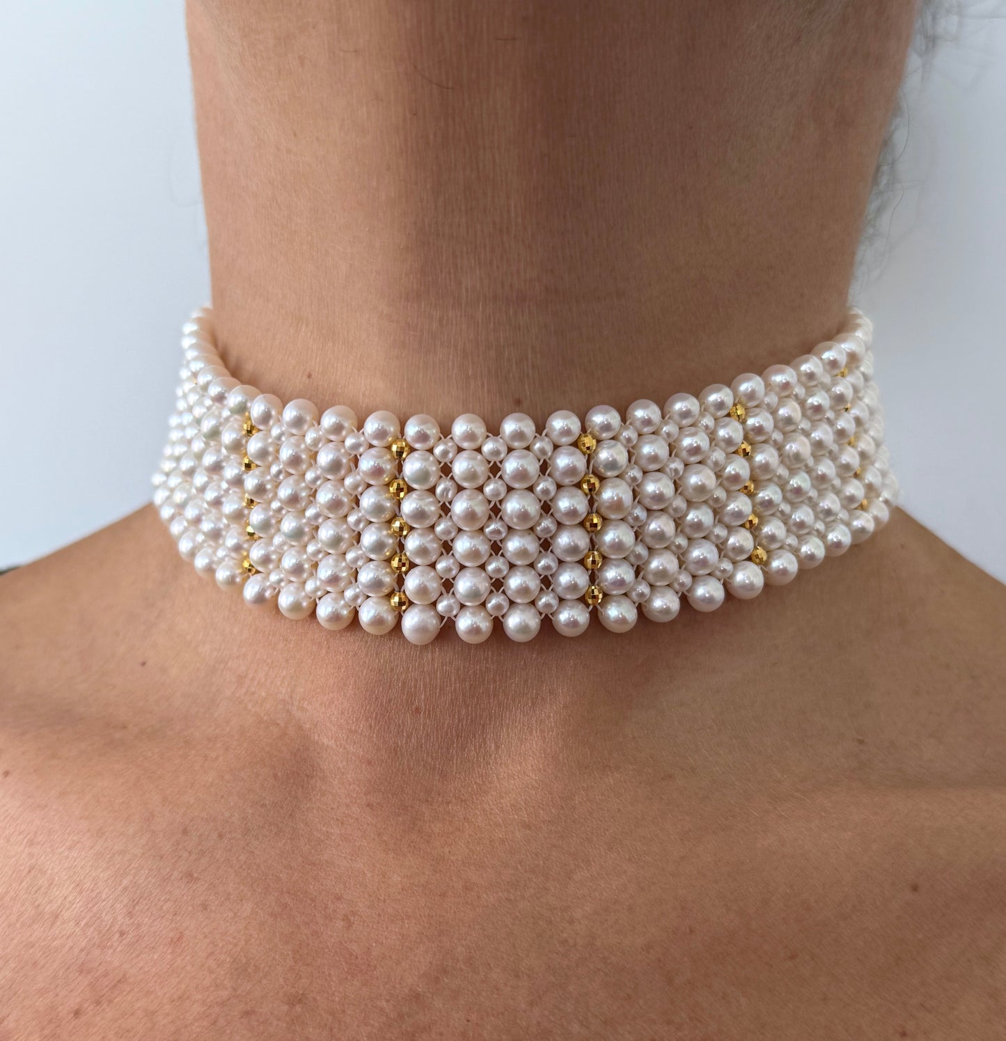 Pearl Choker with Adjustable Clasp & 18k Gold Plated Findings