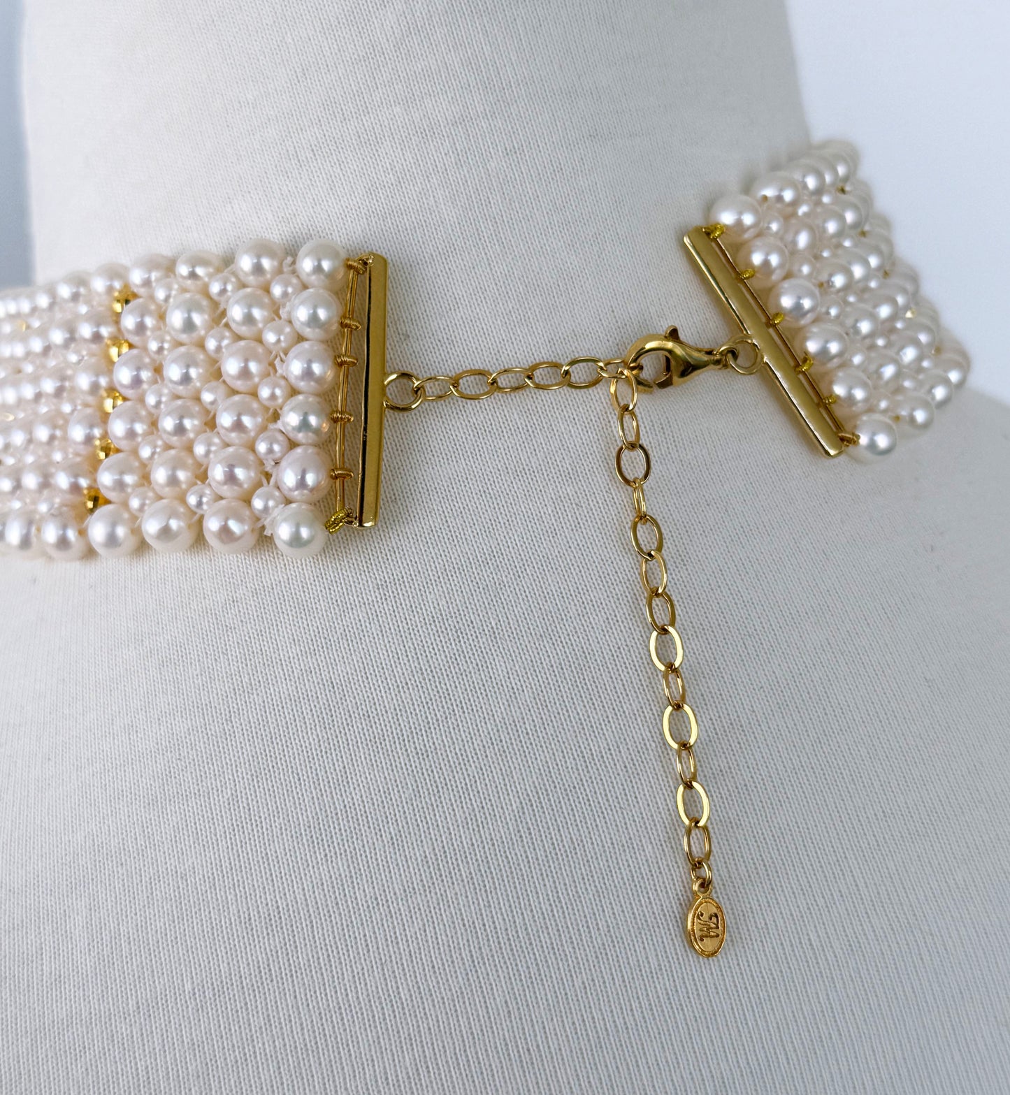 Pearl Choker with Adjustable Clasp & 18k Gold Plated Findings