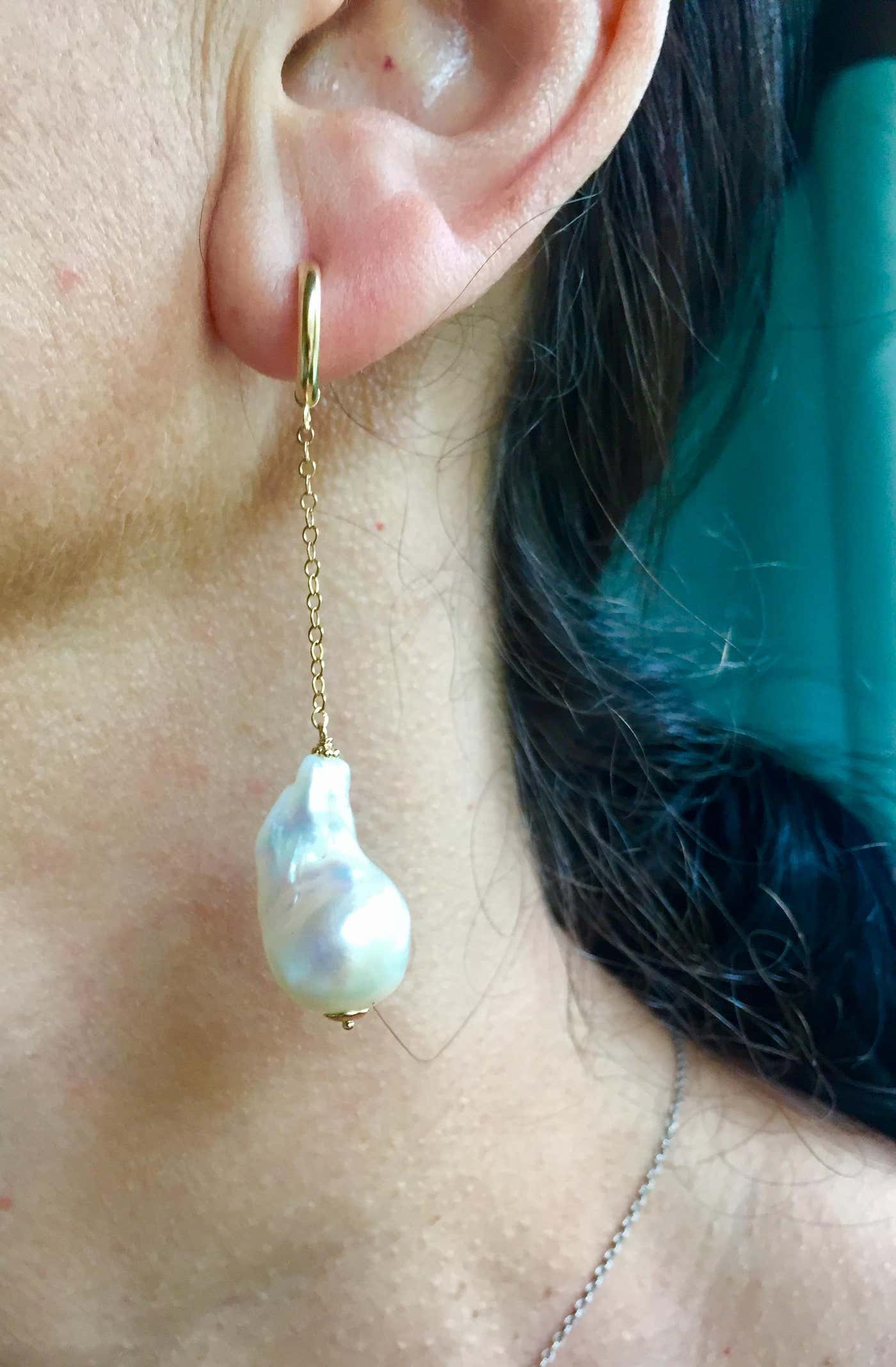 Baroque Pearl & 14K Yellow Gold Dangle Earrings