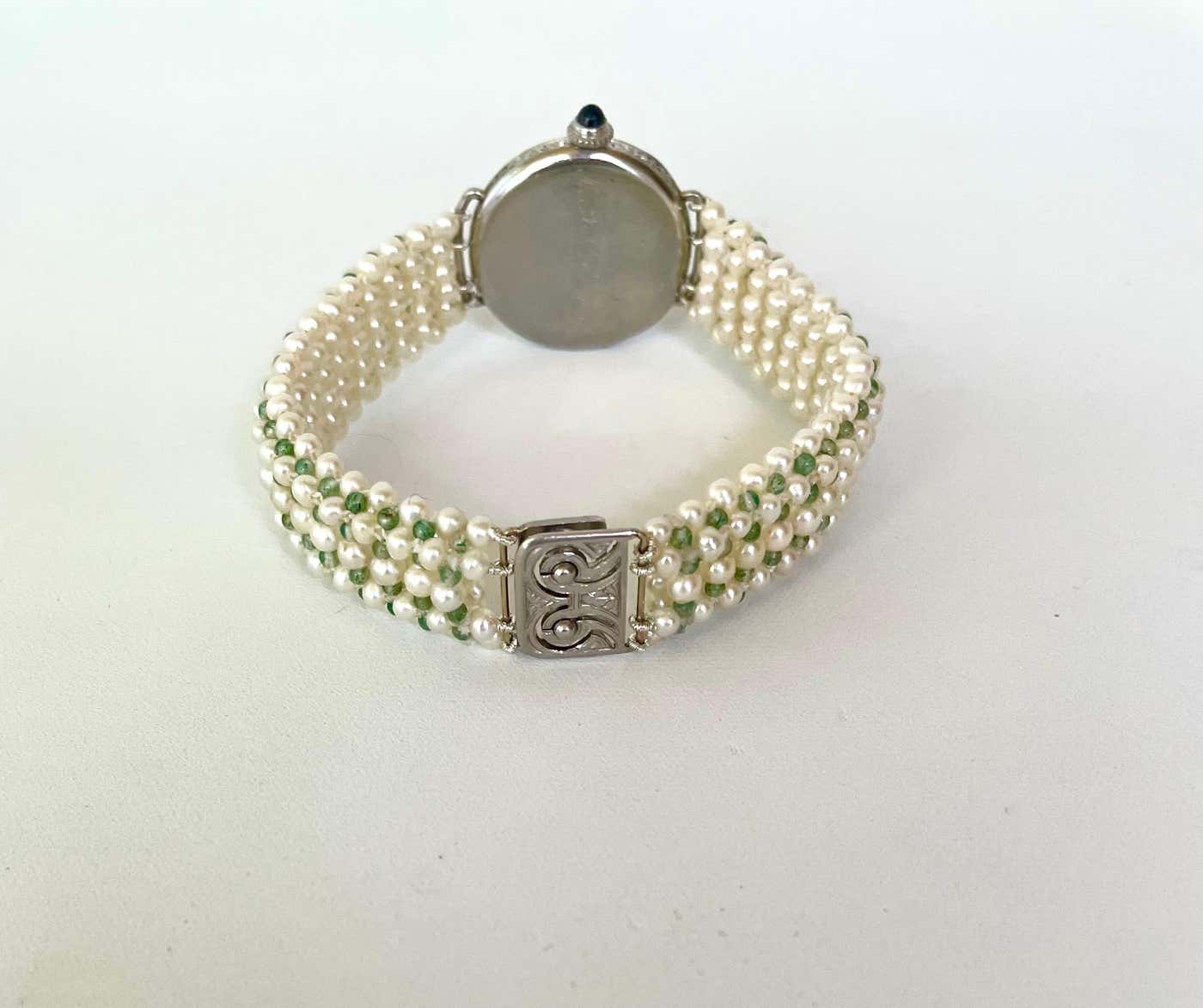 Antique Platinum Edwardian Diamond Encrusted Bracelet with Pearl & Enamel