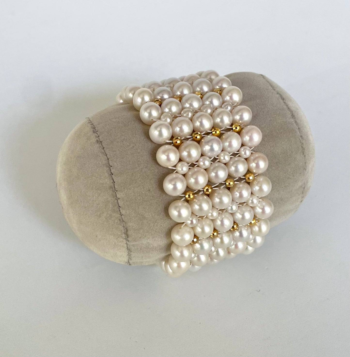 Pearl and 18k Yellow Gold Plated Woven Bracelet