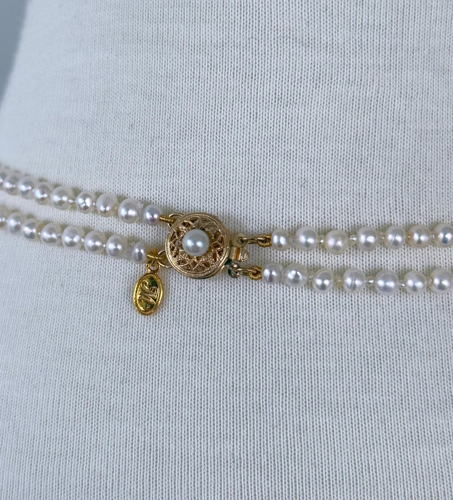Draped Pearl Princess Necklace with Pink Sapphire & Solid 14k Yellow Gold