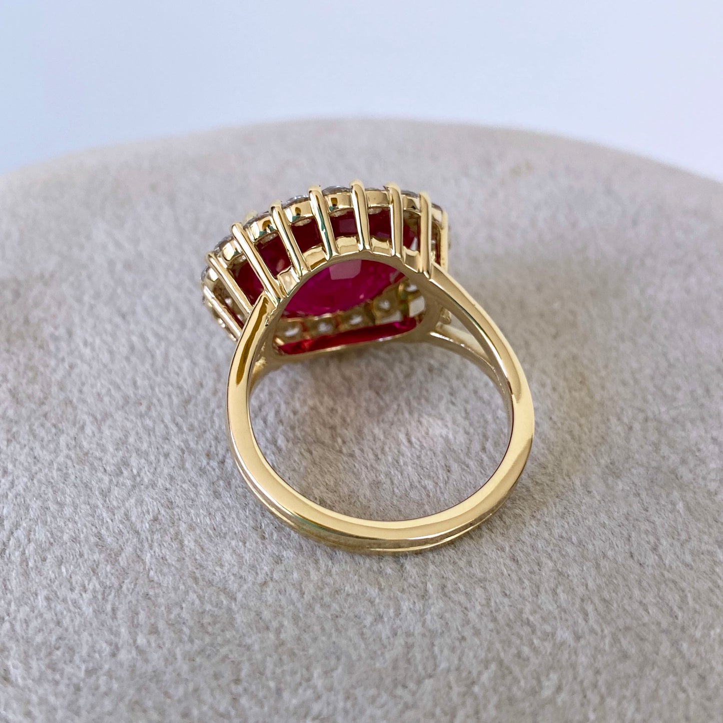 Ruby Ring with VS Diamonds & Solid 14k Yellow Gold