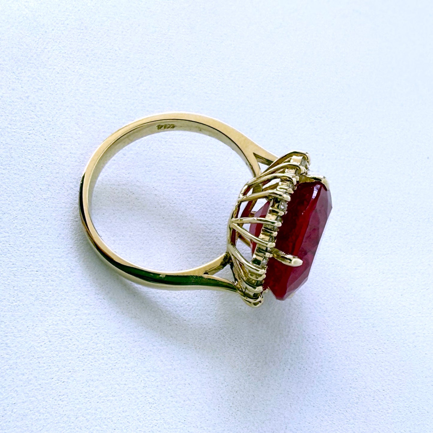 9.5 Carat Ruby Ring with Diamonds and Solid 14k Yellow Gold