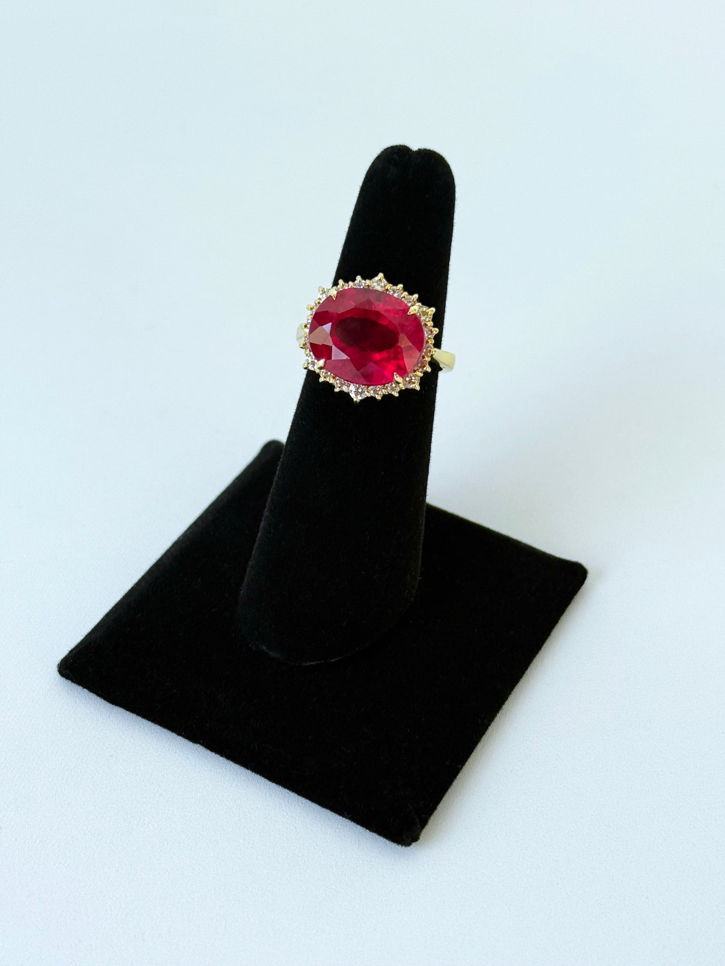 9.5 Carat Ruby Ring with Diamonds and Solid 14k Yellow Gold
