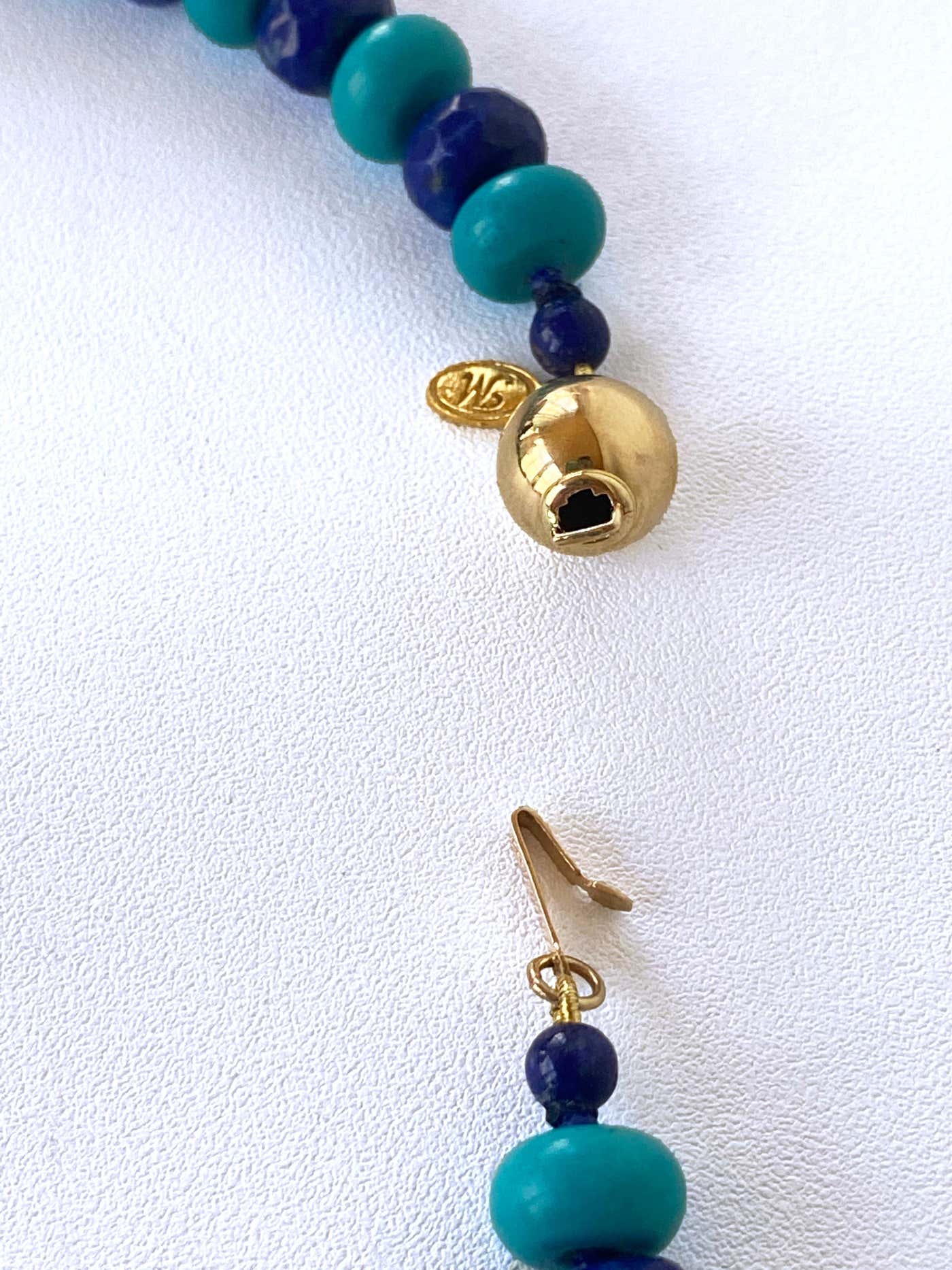 14k Yellow Gold, Turquoise & Lapis Lazuli Necklace