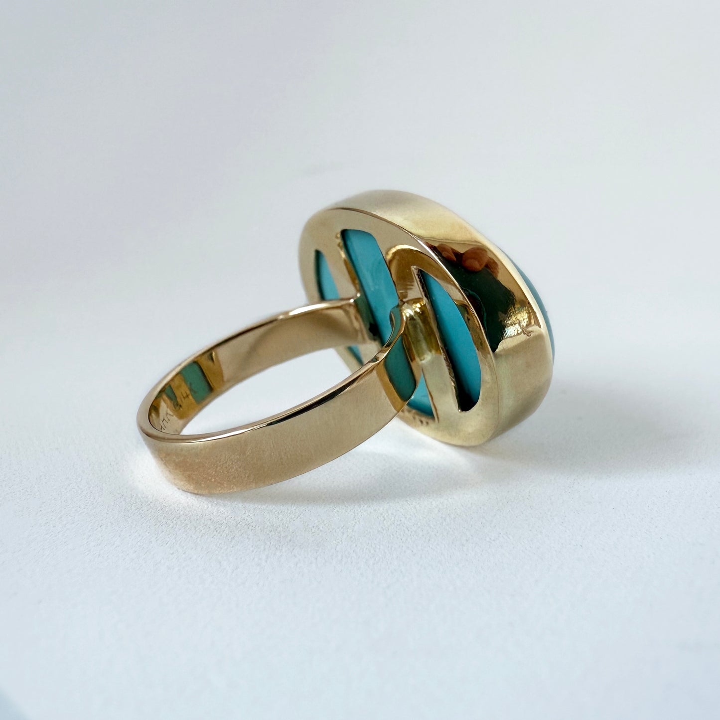 26 Carat Sleeping Beauty Turquoise Ring with Solid 14k Yellow Gold