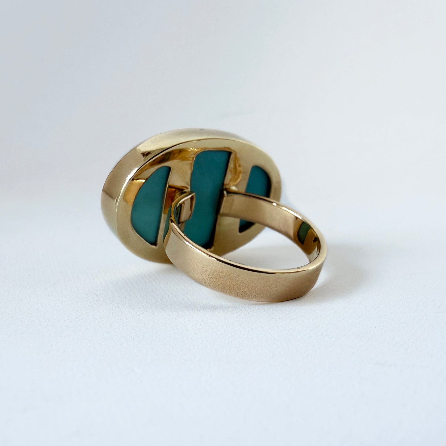 26 Carat Sleeping Beauty Turquoise Ring with Solid 14k Yellow Gold