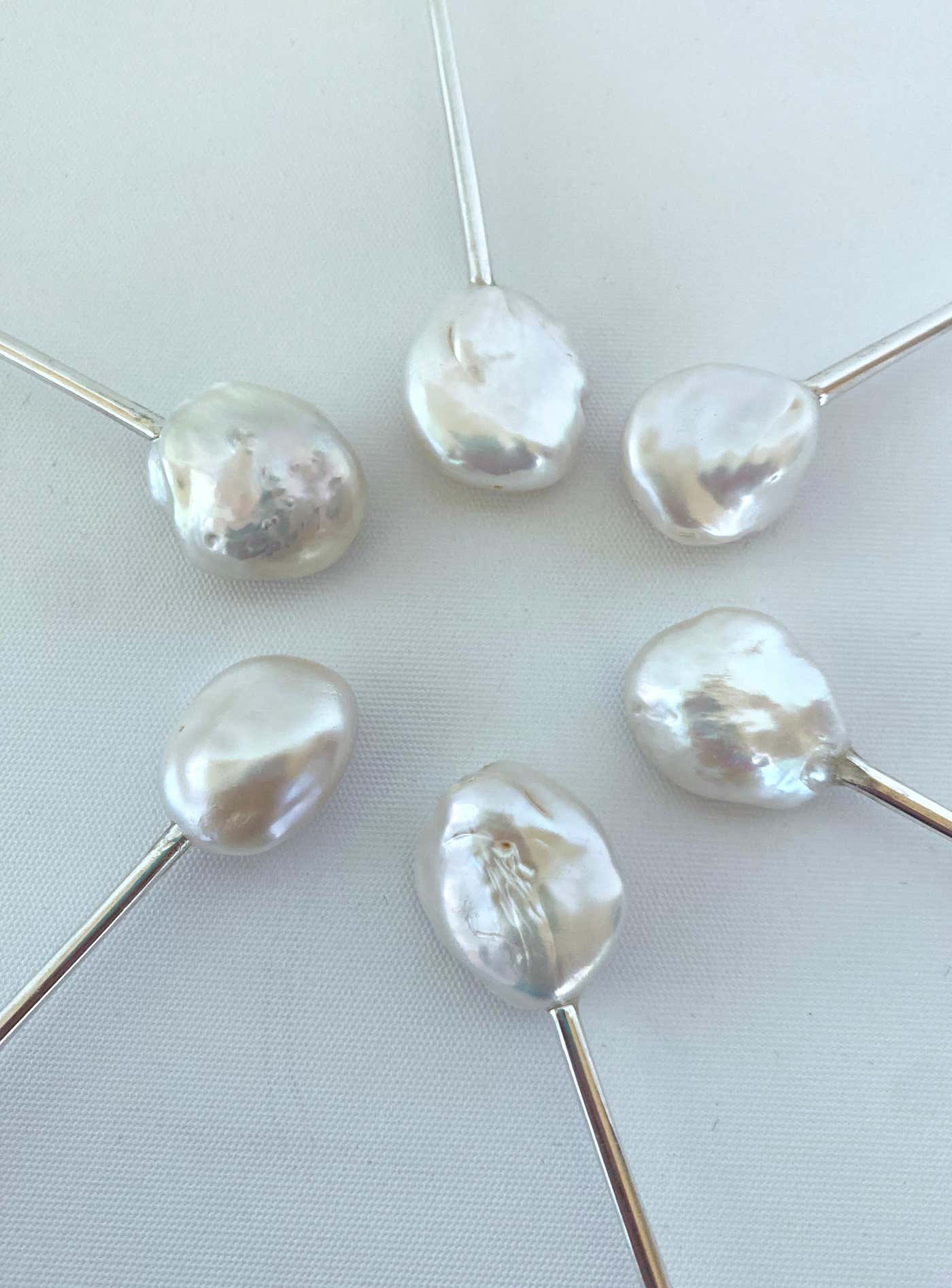 Vintage Silver Plated Spoon Set with Baroque Pearls