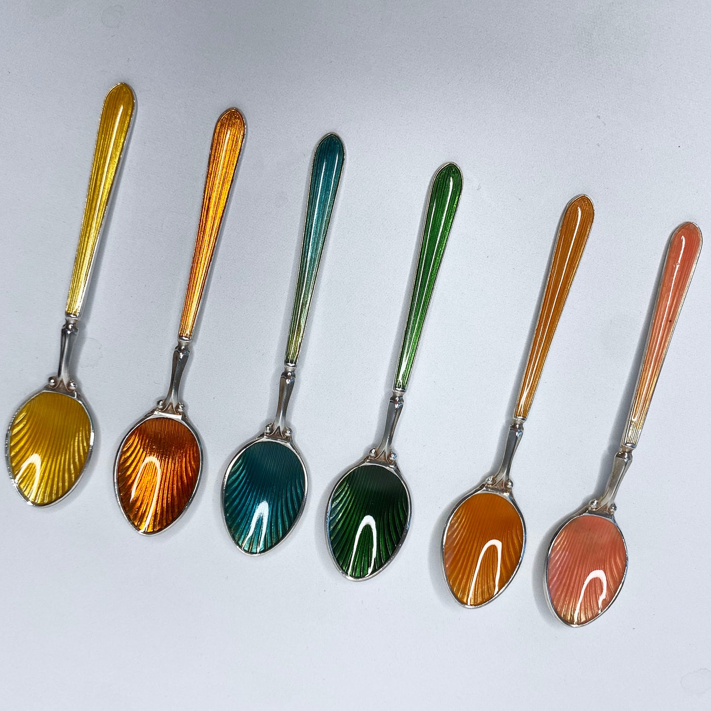 Multi Colored Coffee Cup Set with Decorative Enamel Spoons