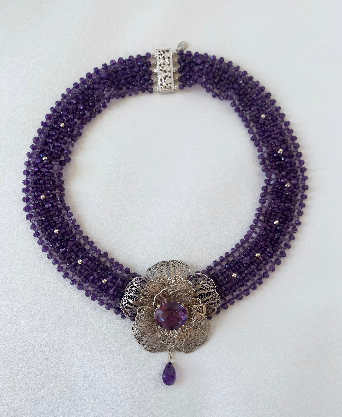Amethyst & Vintage Silver and Gold Necklace