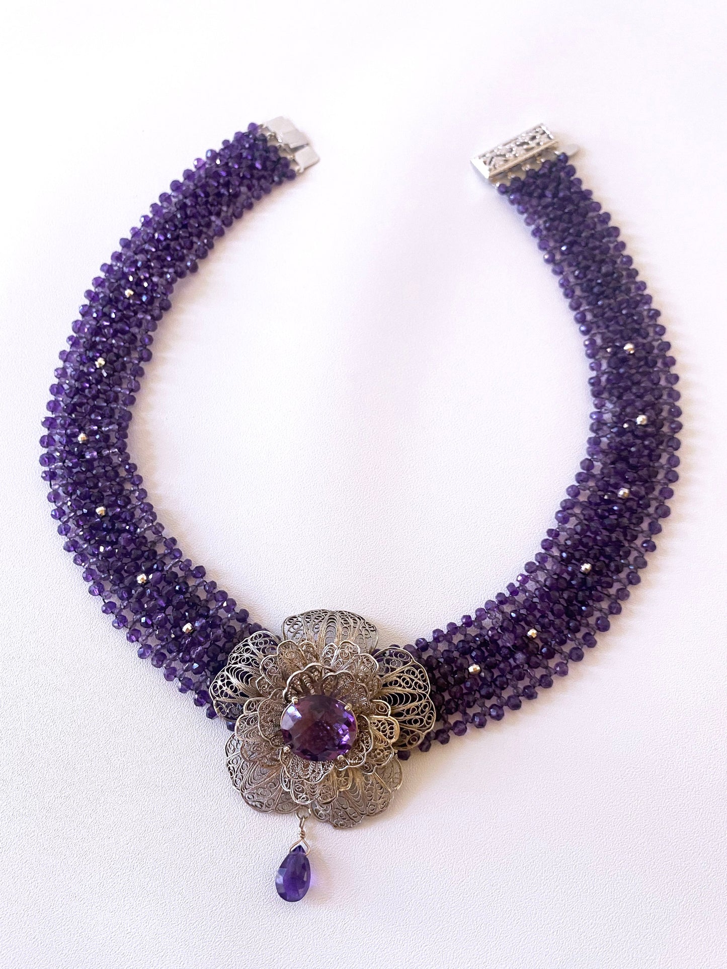 Amethyst & Vintage Silver and Gold Necklace