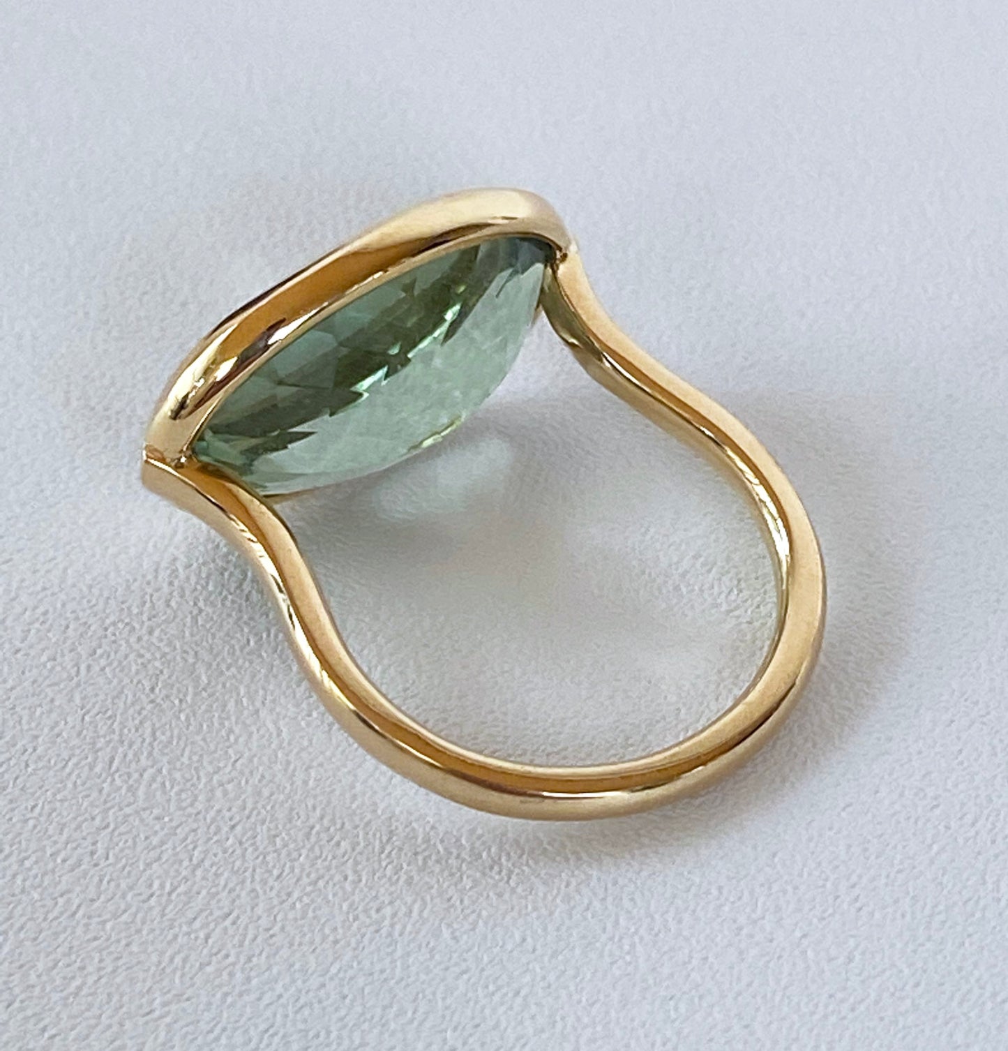 Solid 14k Yellow Gold and Green Amethyst Ring