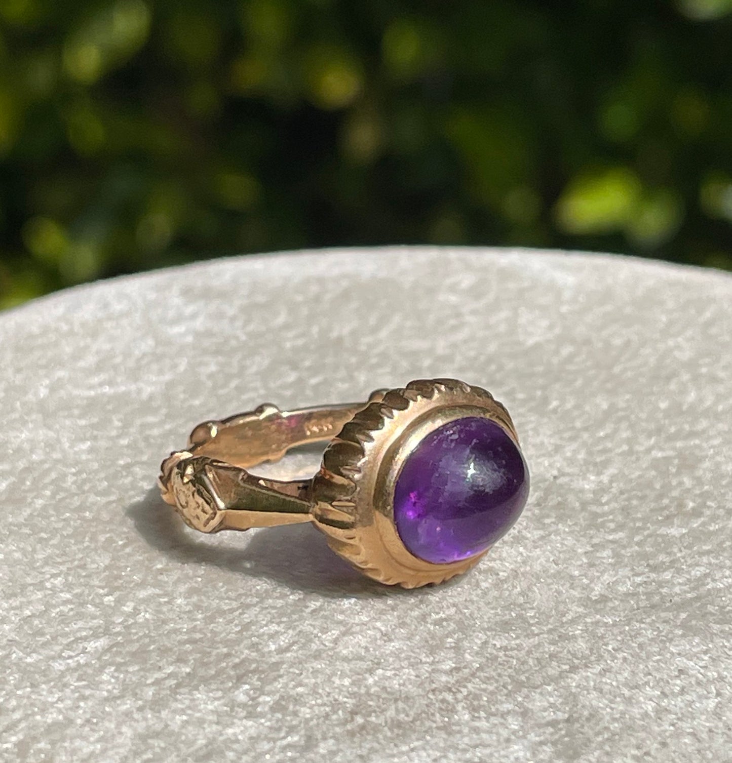 Amethyst and solid 14K Yellow Gold Ring