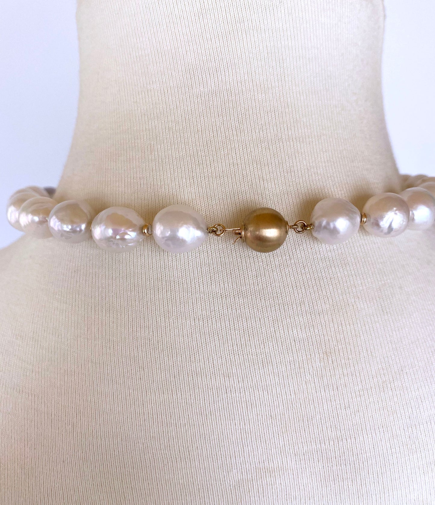 Black, White & Grey Graduated Ombre Pearl Necklace with 14K Gold Clasp