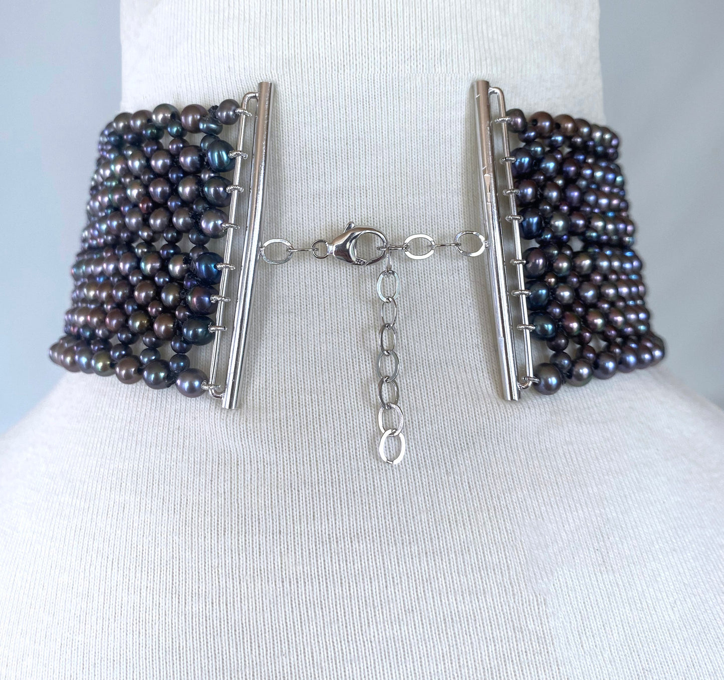 Marina J. Woven Black Pearl Choker with Vintage Raw Diamond Centerpiece