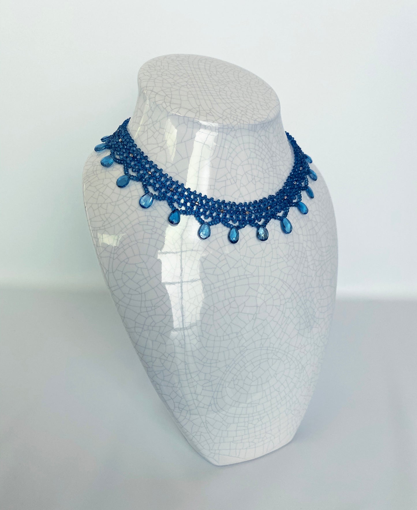 Marina J Woven London Blue Topaz with Briolettes & Faceted Sterling Silver Beads