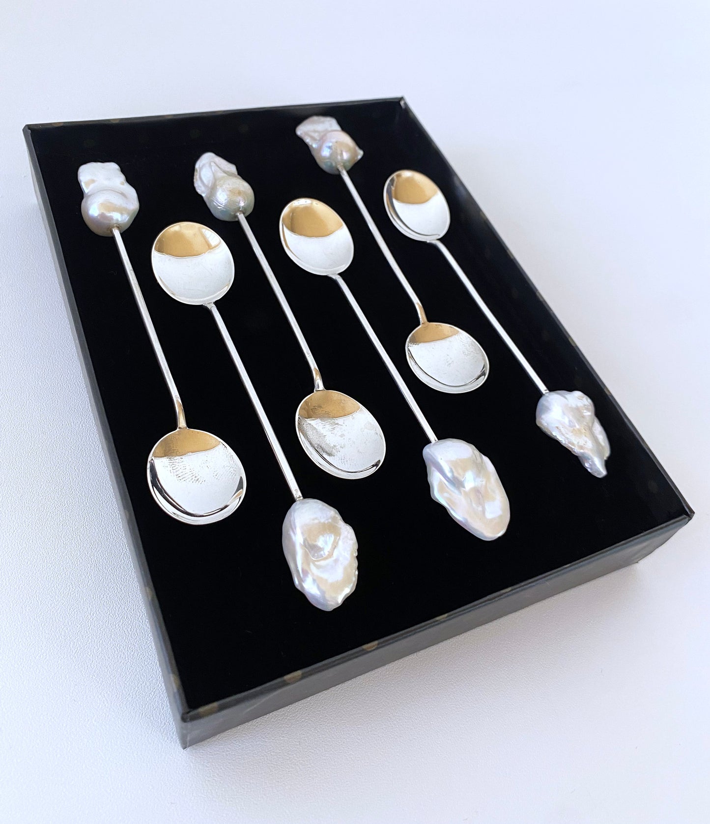 Marina J. One of A Kind Antique Sterling Silver and Baroque Pearl Spoons