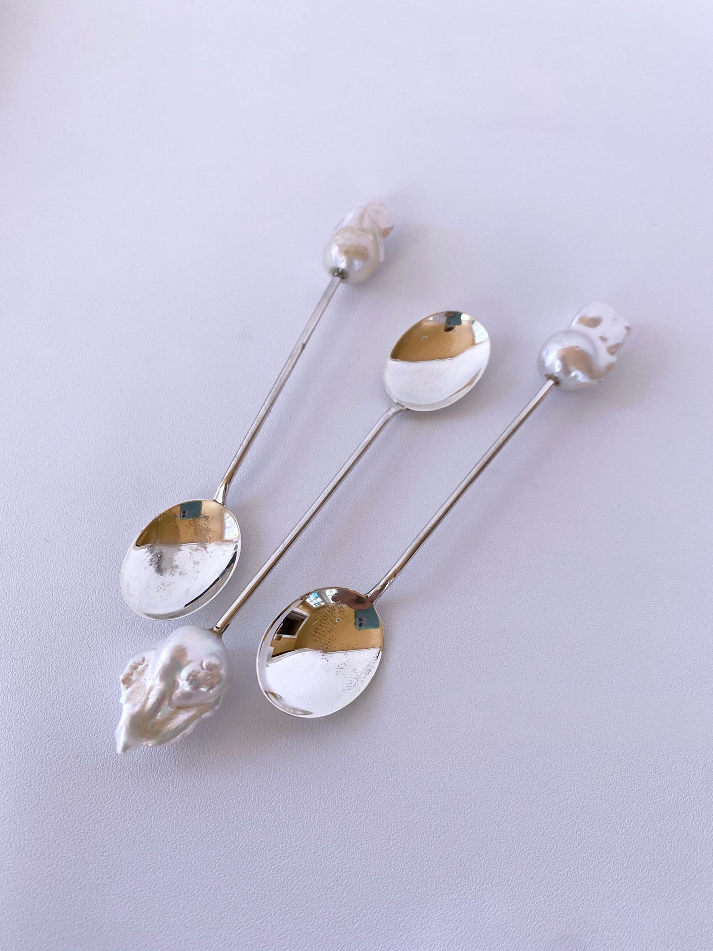 Marina J. One of A Kind Antique Sterling Silver and Baroque Pearl Spoons