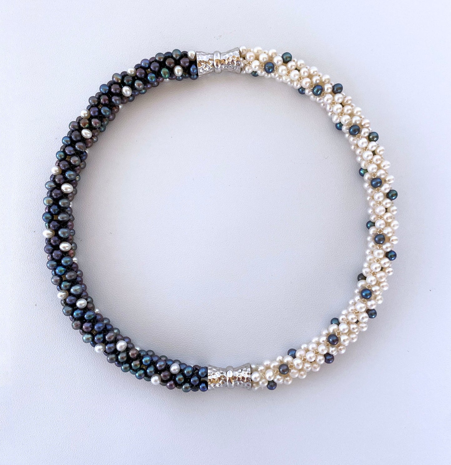 Black & White Pearl Convertible Necklace / Bracelet with Magnetic Clasp