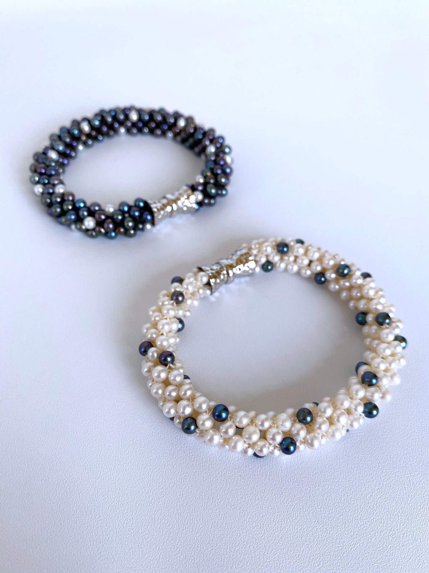 Black & White Pearl Convertible Necklace / Bracelet with Magnetic Clasp