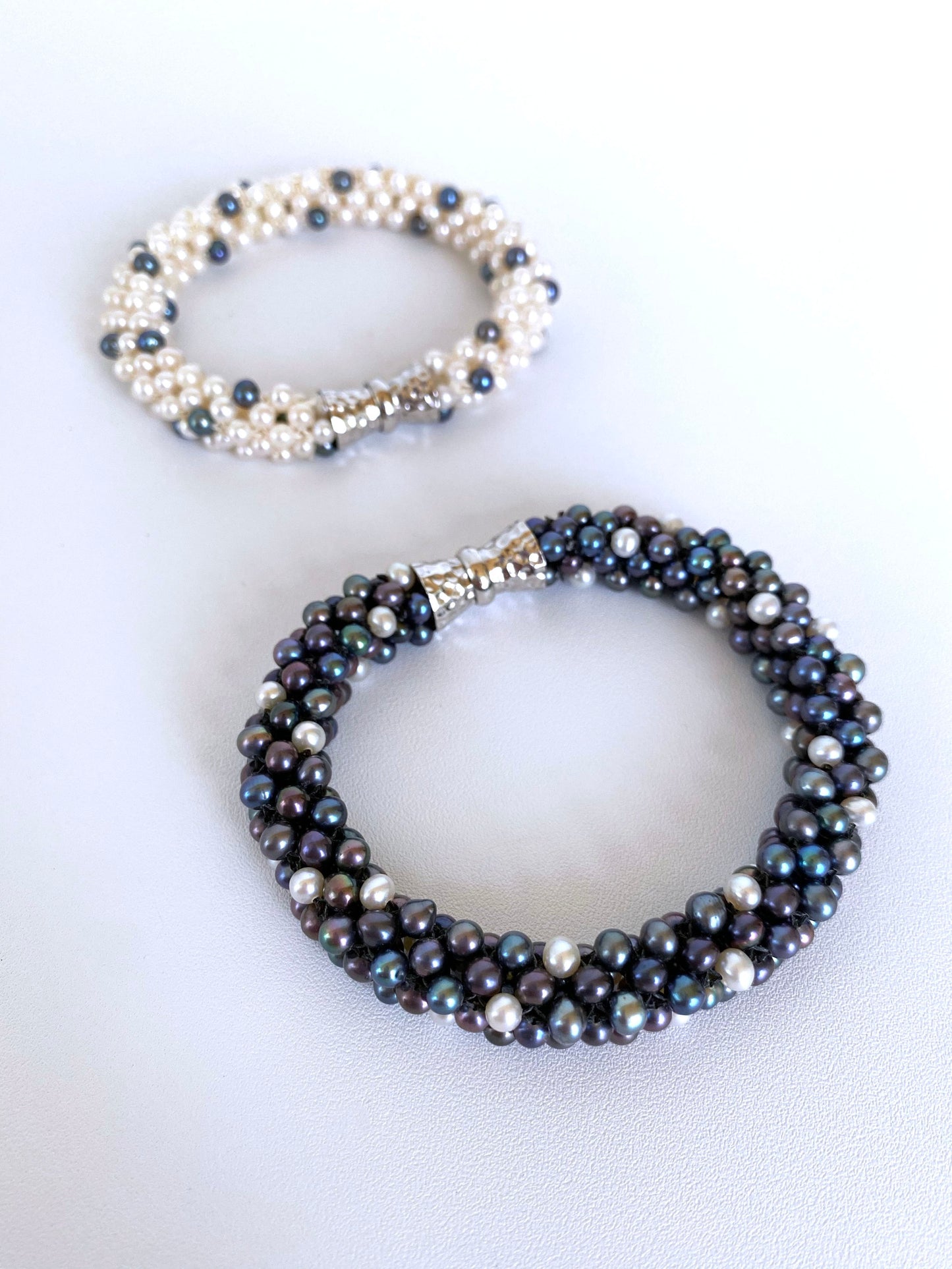 Black & White Pearl Convertible Necklace / Bracelet with Magnetic Clasp