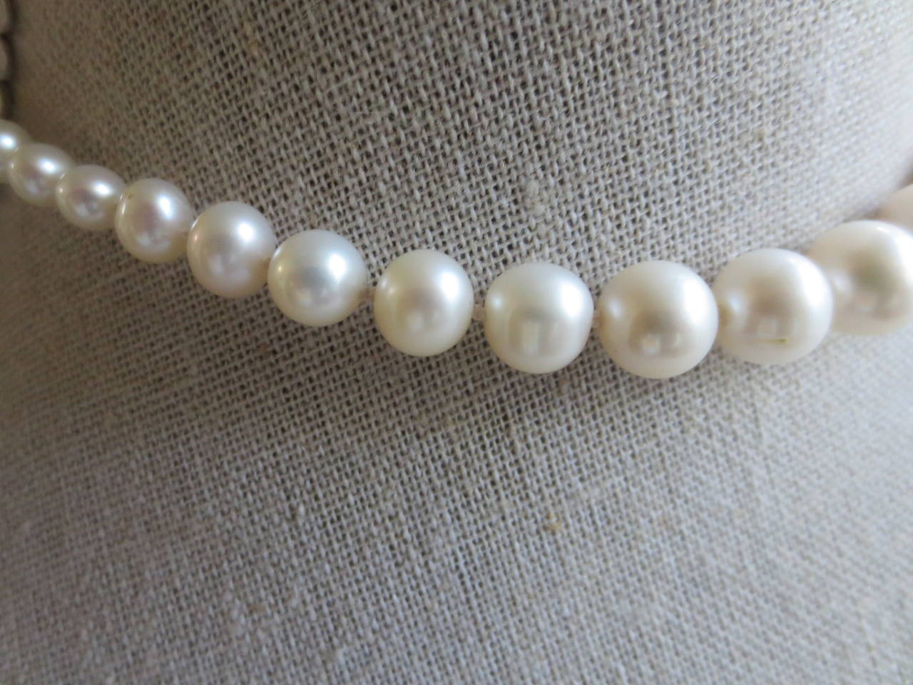 Graduated White Pearl Bridal Necklace with 14 k Yellow Gold Clasp