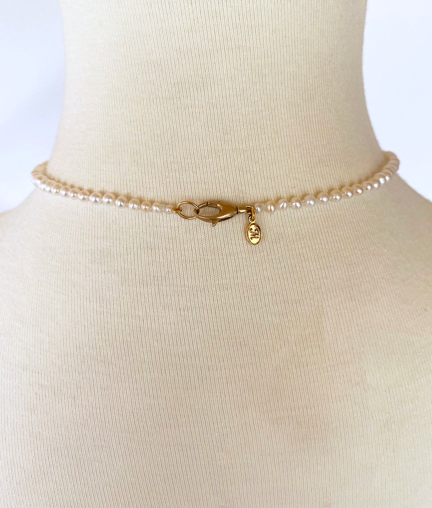 Marina J. Graduated Pearl, Emerald and 14K Victorian Inspired Necklace