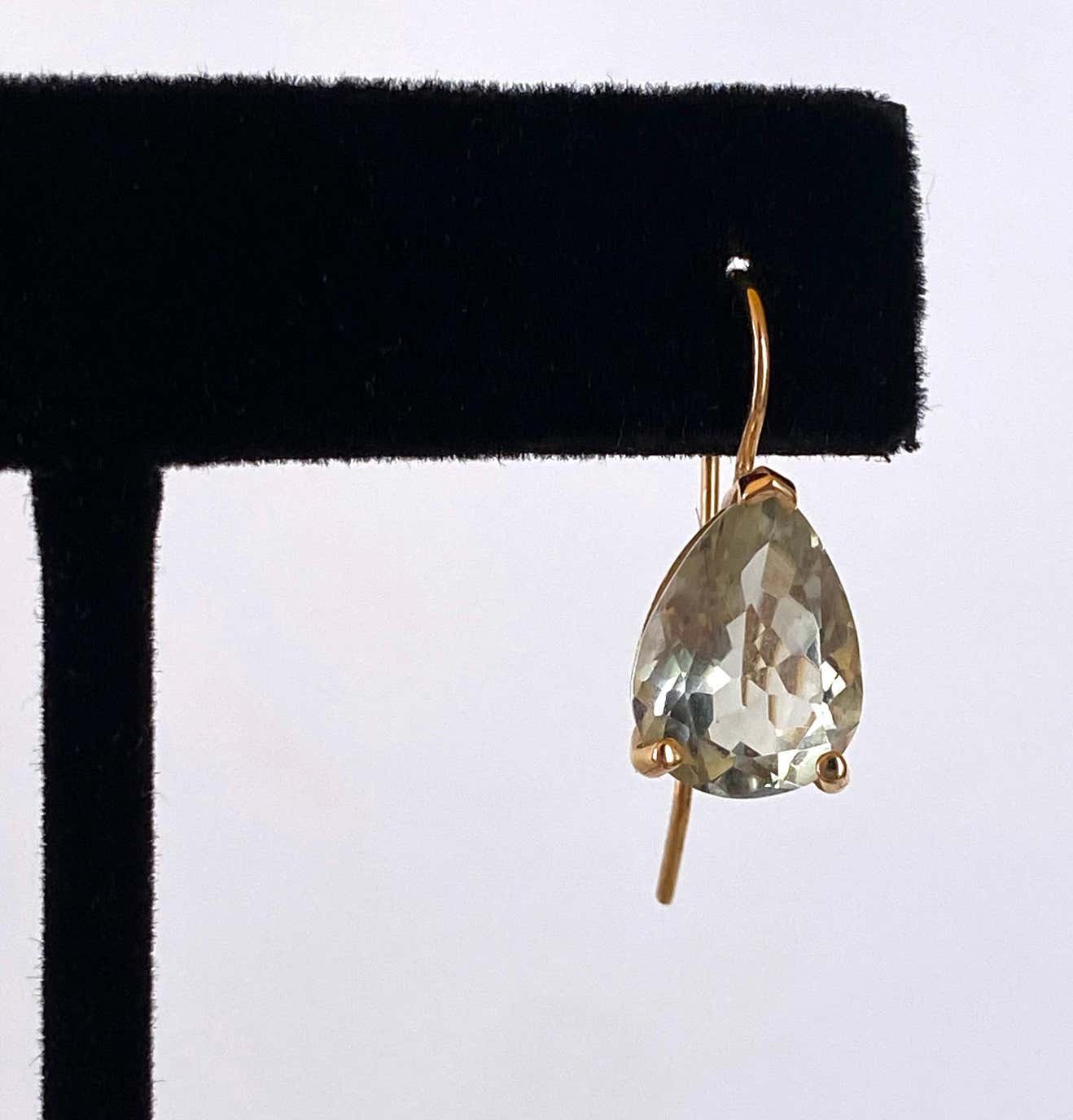 Green Amethyst & Solid 14k Yellow Gold Earrings