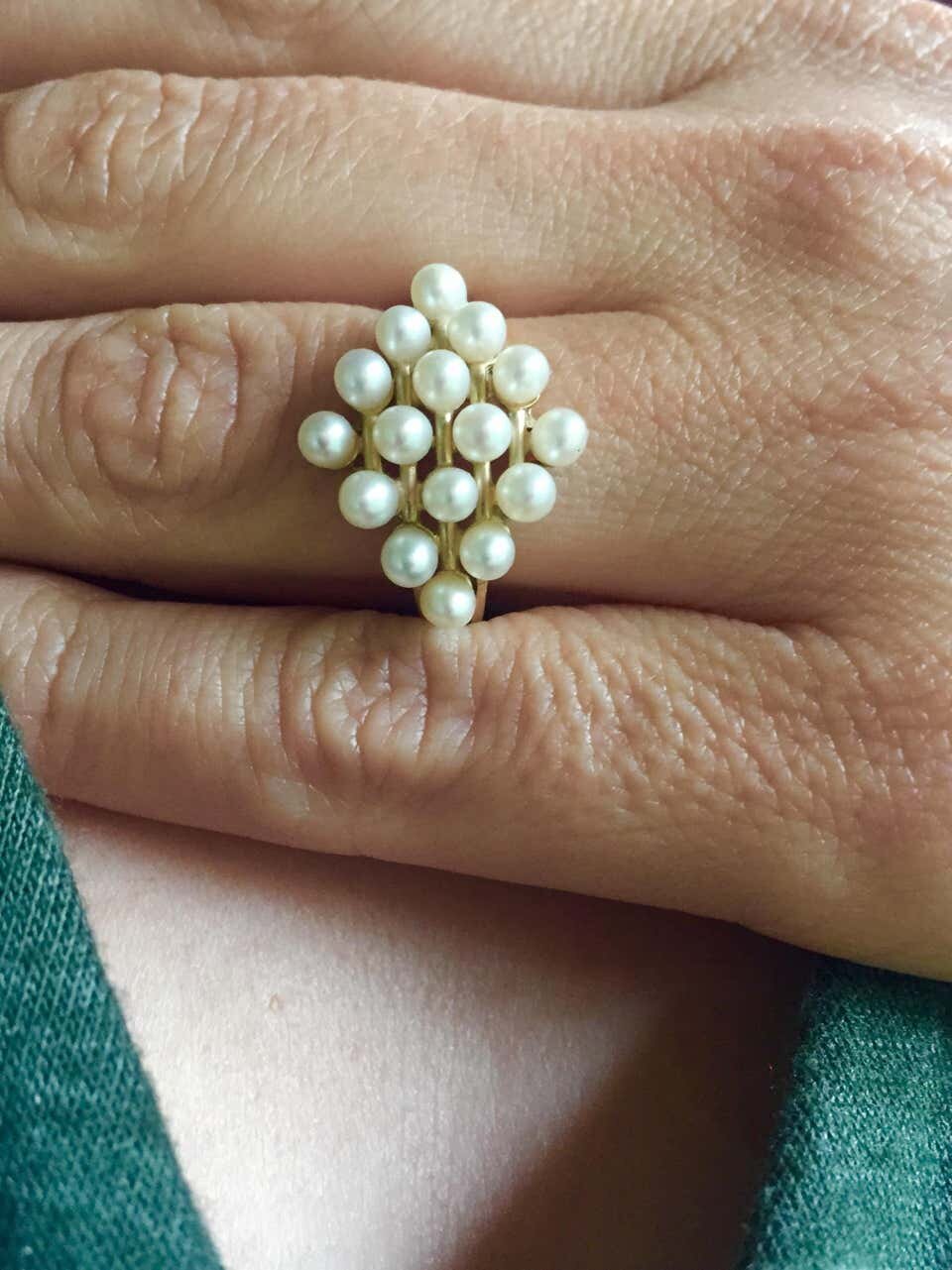 White Pearl and 14 Karat Yellow Gold Ring