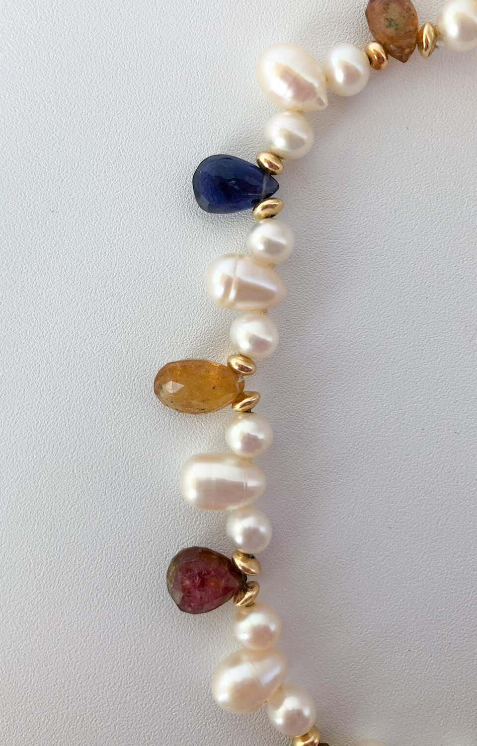 Marina J. Pet Collar/Necklace with Real Pearls, Iolite, Kyanite and Tourmaline