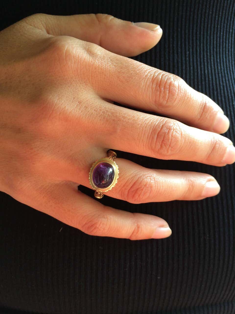 Amethyst and solid 14K Yellow Gold Ring