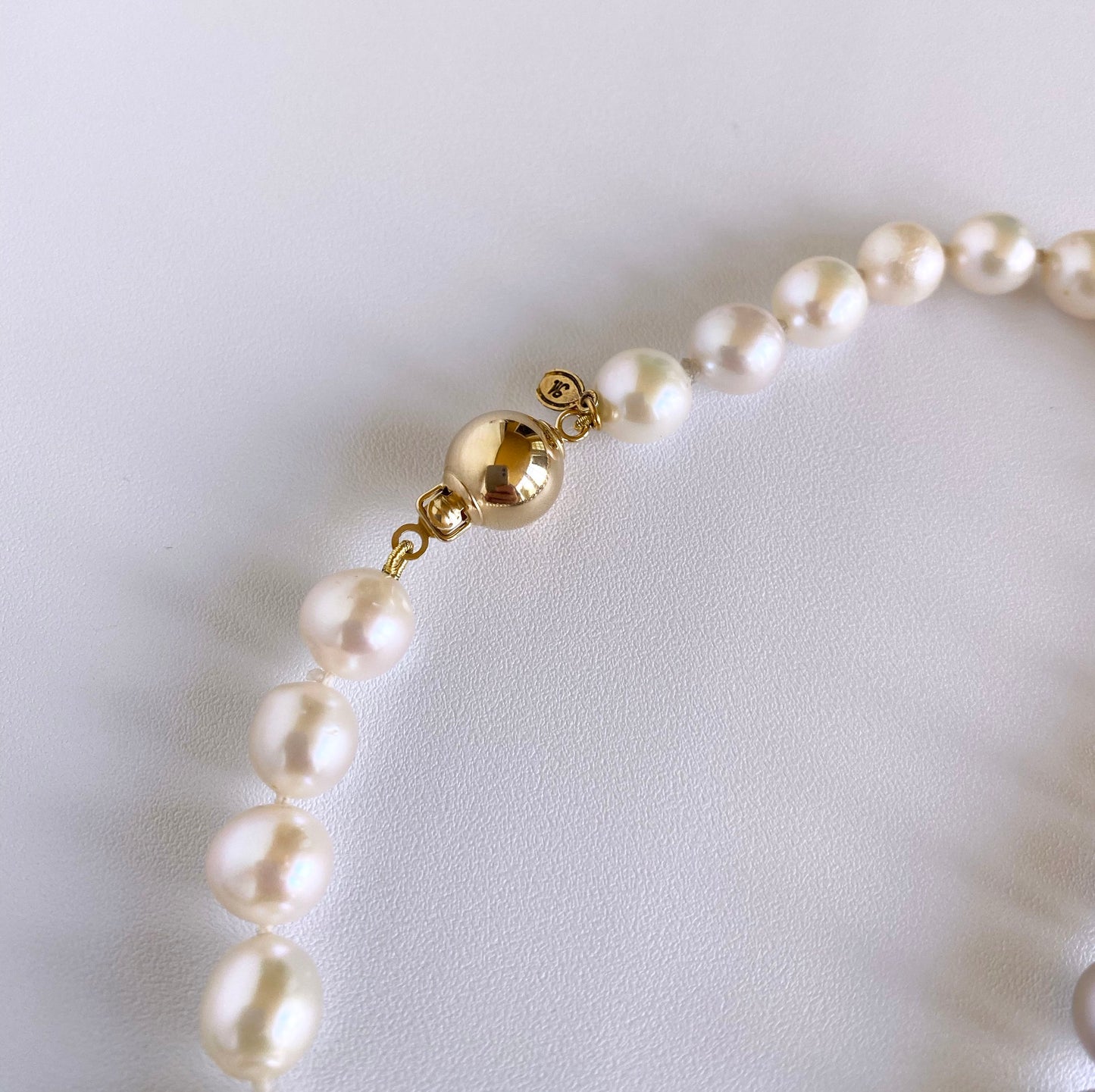 All Pearl, Long Ombre Necklace with 14k Yellow Gold