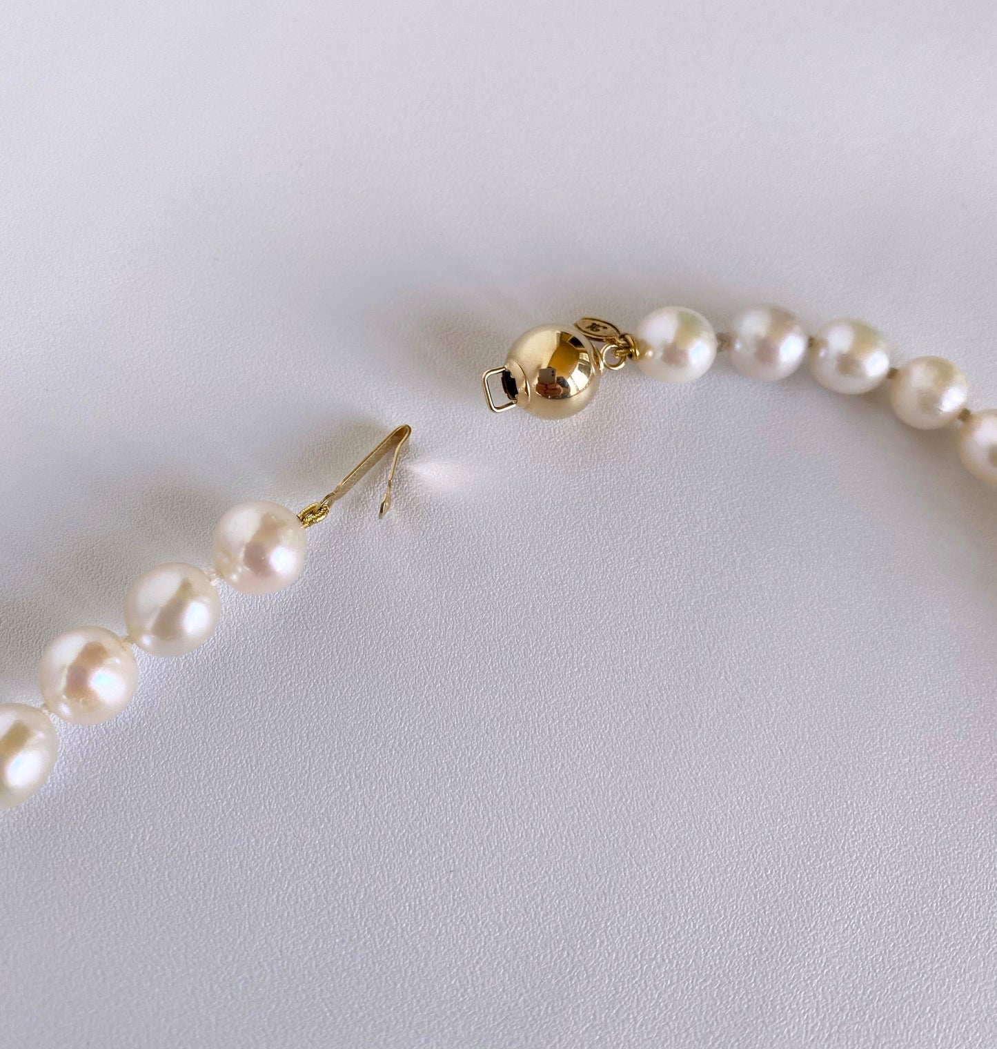 All Pearl, Long Ombre Necklace with 14k Yellow Gold