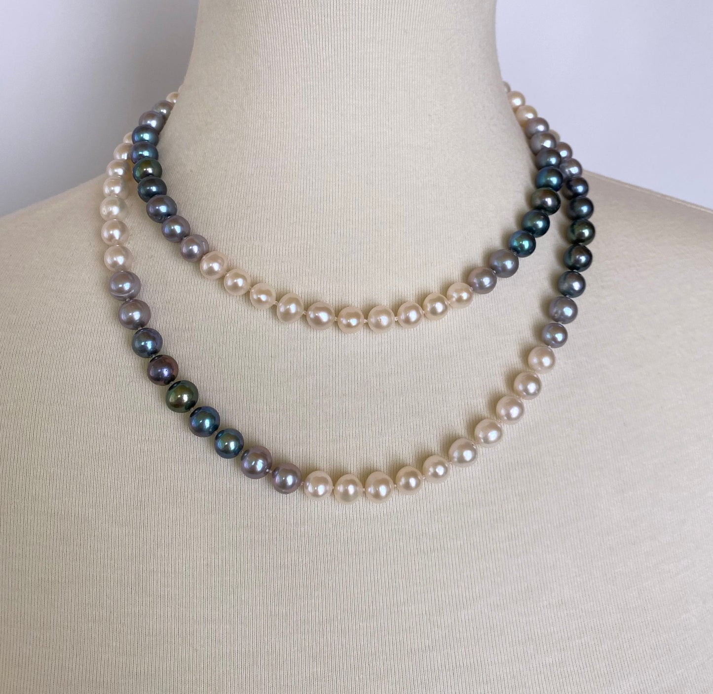 All Pearl Ombre Necklace with 14k Yellow Gold Clasp