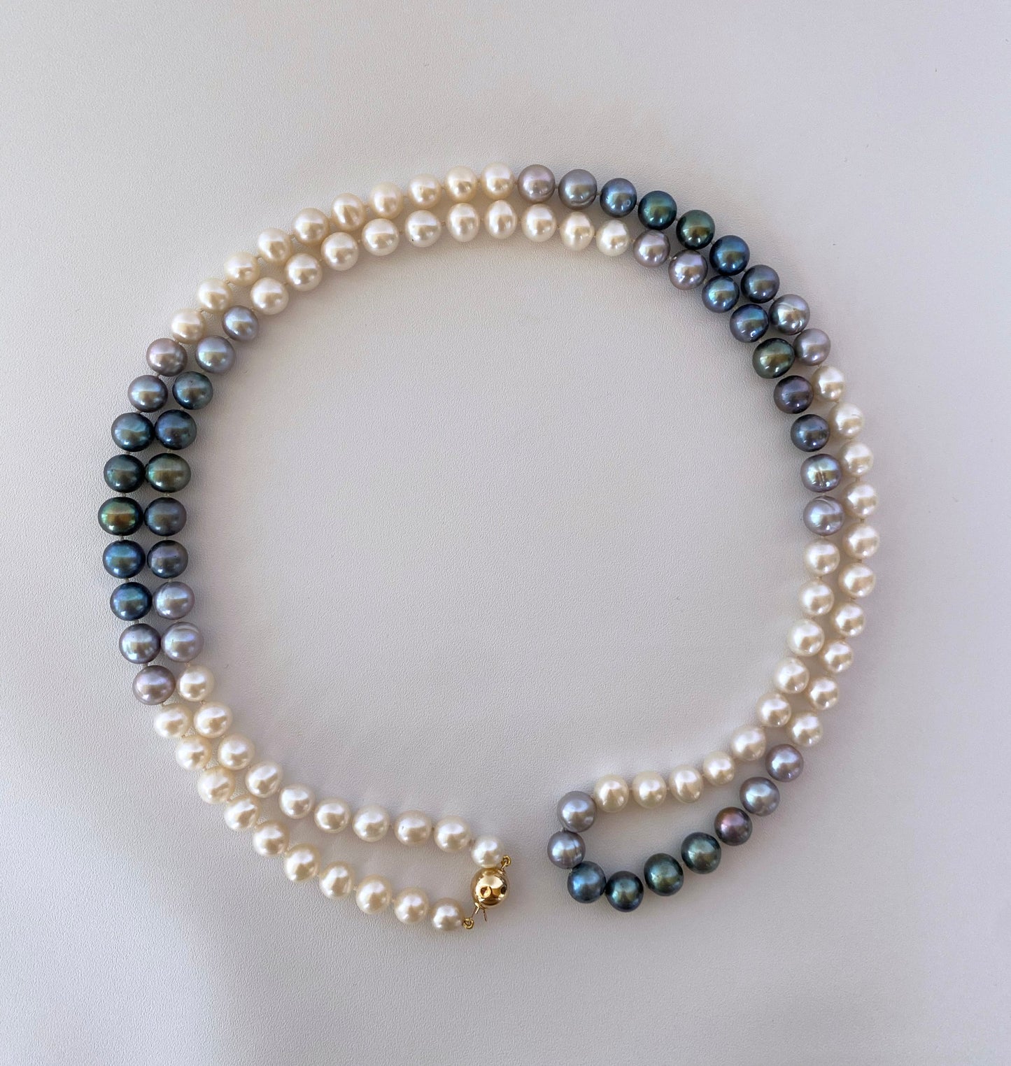 All Pearl Ombre Necklace with 14k Yellow Gold Clasp