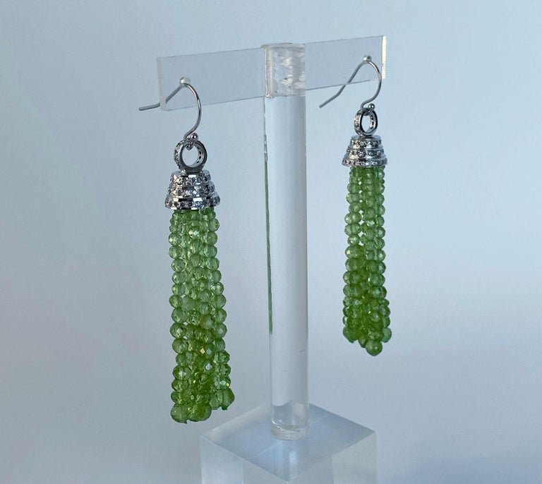 Diamond Encrusted Peridot Dangle Earrings