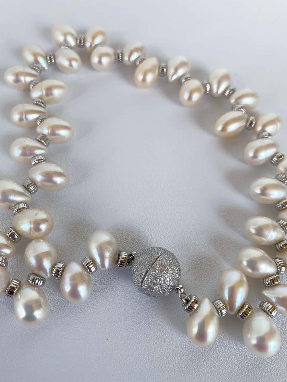 Marina J. White Teardrop Pearl Pet Necklace with Magnetic Clasp