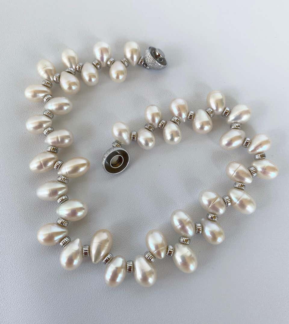 Marina J. White Teardrop Pearl Pet Necklace with Magnetic Clasp
