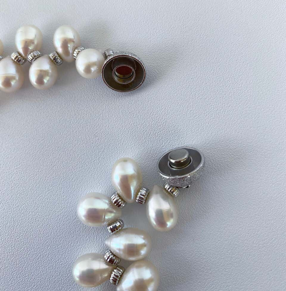 Marina J. White Teardrop Pearl Pet Necklace with Magnetic Clasp