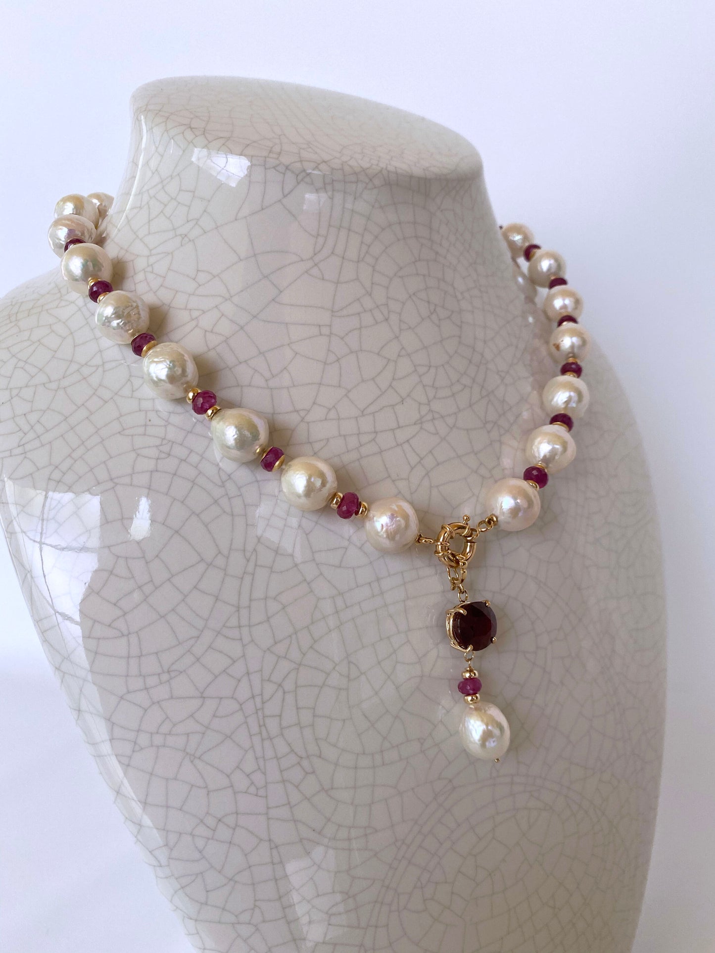 Marina J. Ruby, Pearl and 14K Yellow Gold Necklace