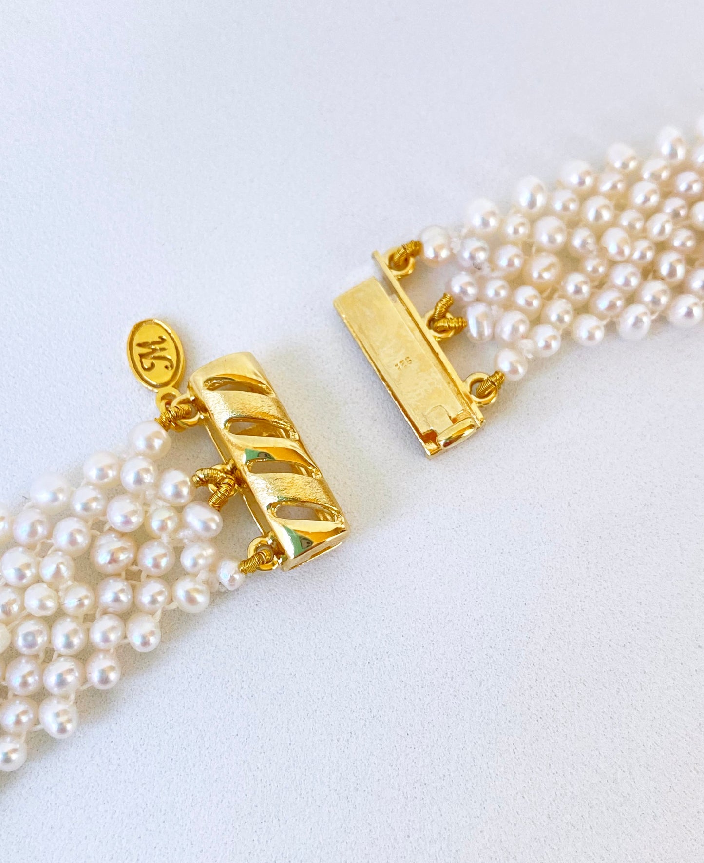One of a Kind Woven Pearl & Garnet Necklace with Vintage Garnet Brooch