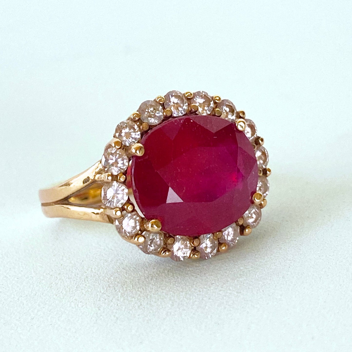 Ruby, Diamond and solid 14k Yellow Gold Ring