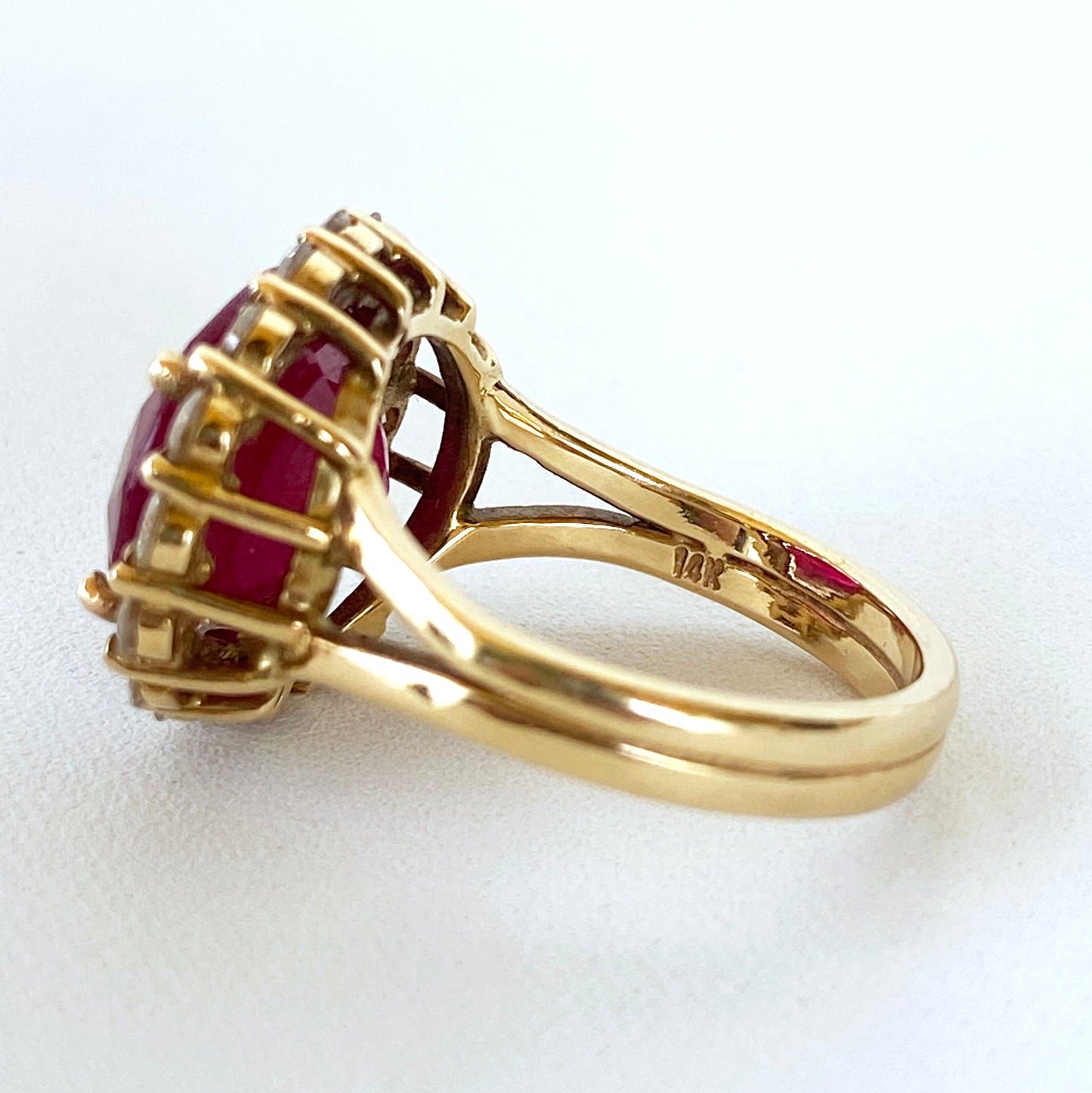 Ruby, Diamond and solid 14k Yellow Gold Ring